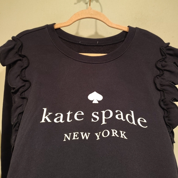 Kate Spade New York Women's Navy Ruffle Detail Graphic Logo Sweatshirt Sz XXL - Picture 6 of 6